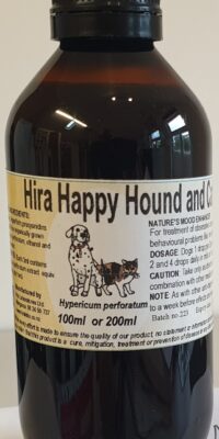 An amber bottle contains 200ml St. John's Wort Extract