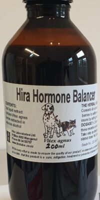 An amber bottle contains 200ml Vitex agnus extract