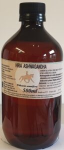 An amber bottle contains 500ml of Ashwagandha extract