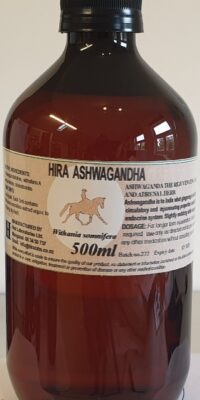 An amber bottle contains 500ml of Ashwagandha extract