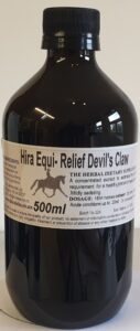 An amber bottle contains 500ml of Devil's Claw extract